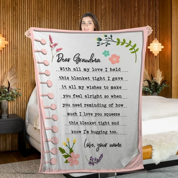 Personalized Blanket Gift For Grandma, Mom, Daughter, Son, Grandson, Granddaughter – Custom Name, Heartwarming Message – Soft Cozy Throw - Fleece-50x60