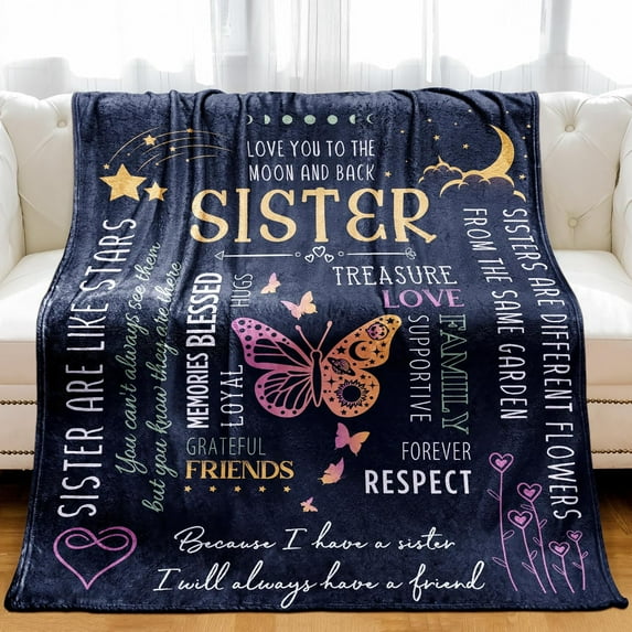 Personalized Blanket Gift for Sister, I Am Always Right There in Your Heart,Birthday Gifts for Sisther, Throw Blankets Christmas Graduation Gift for Sister, Bestie