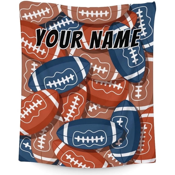 Personalized Blanket Gifts with Name - Football Sports Throw Blanket for Football Lover Kids Adults Teens Girls Boys - 30x40 Inches Lap Size Soft Fuzzy Flannel Blankets for Couch Sofa Bed