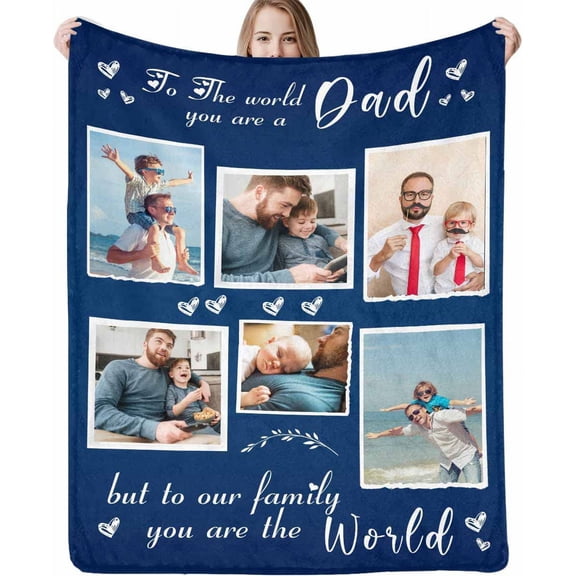 Personalized Blanket with Photo Text Custom Photo Blankets Customized Photos, Picture Blanket Gifts for Family and Friends on Christmas Wedding Mothers Day, Father Day Blankets