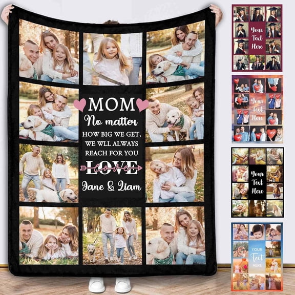 Personalized Blanket with Photo Text Custom Photo Blankets Customized Photos, Picture Blanket Gifts for Family and Friends on Christmas Wedding Mothers Day, Father Day Blankets