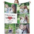 thumbnail image 1 of Personalized Blanket with Photo Text Custom Photo Blankets Customized Photos, Picture Blanket Gifts for Family and Friends on Christmas Wedding Mothers Day, Father Day Blankets, 1 of 5