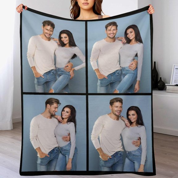 Personalized Blanket with Picture Customized Throw Blankets Add Your Photo Text Logo Memorial Gifts for Adult Kids Friends Couples Mom Dad Christmas Anniversary Valentines, 1 Photo, 31"x47"