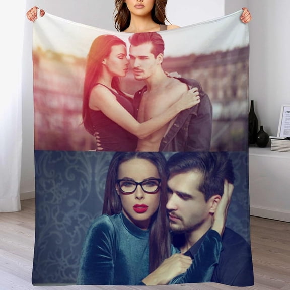 Personalized Blanket with Picture Customized Throw Blankets Add Your Photo Text Logo Memorial Gifts for Adult Kids Friends Couples Mom Dad Christmas Anniversary Valentines, 1 Photo, 31"x47"