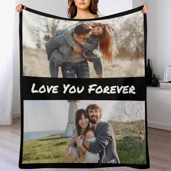 Personalized Blanket with Picture Customized Throw Blankets Add Your Photo Text Logo Memorial Gifts for Adult Kids Friends Couples Mom Dad Christmas Anniversary Valentines, 1 Photo, 31"x47"