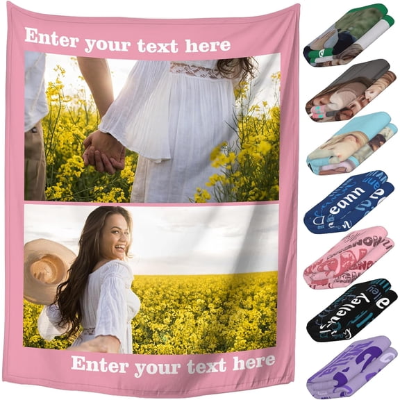 Personalized Blanket with Photo Text Custom Picture Throw Blanket Kids Adult Customized Blankets Gifts for Christmas Birthday