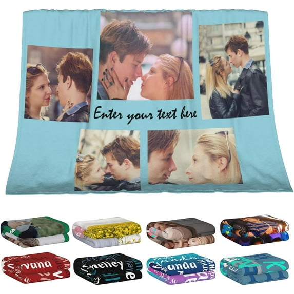 Personalized Blanket with Photo Text Custom Picture Throw Blanket Kids Adult Customized Blankets Gifts for Christmas Birthday