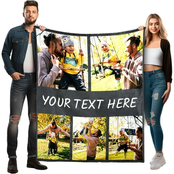 Personalized Blankets for Adults with 10 Photos and Words | Extra Large Customized Blanket for Bed | Customizable Picture Blankets for Birthday Gift 60"X80" Blankets