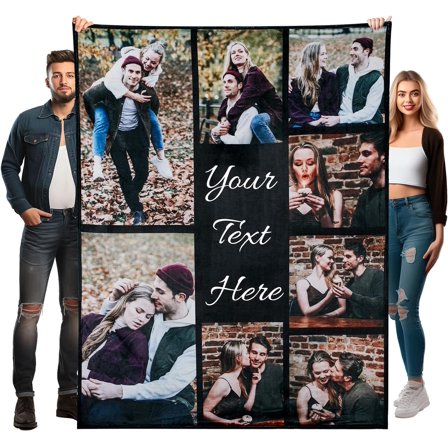 Personalized Blankets for Adults with 10 Photos and Words | Extra Large Customized Blanket for Bed | Customizable Picture Blankets for Birthday Gift 60"X80" Blankets