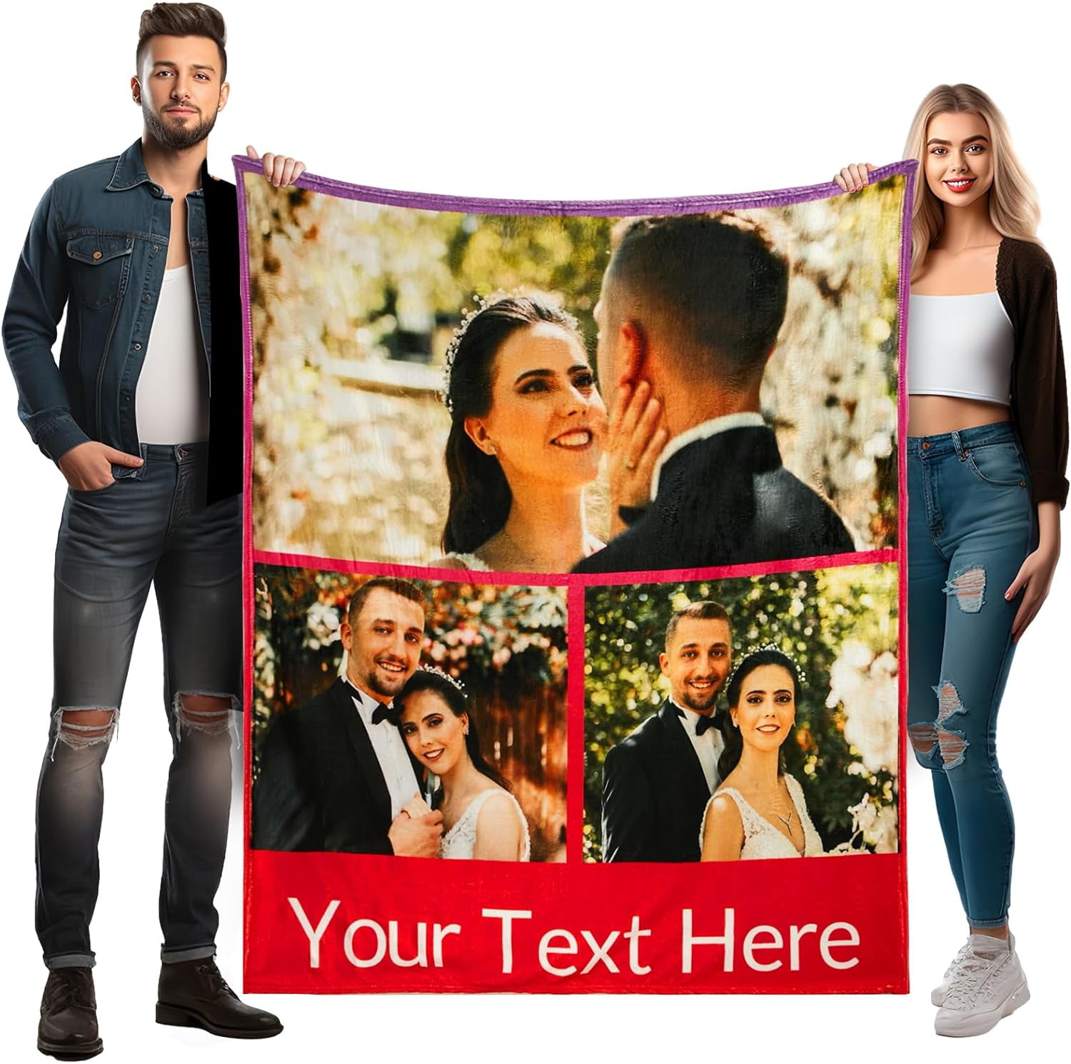 Personalized Blankets for Adults with 10 Photos and Words Optional