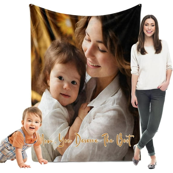 Personalized Blankets Gifts for Mothers Day, Custom Blankets with Photos, Personalized Blankets with Pictures, Custom Gifts for Mom, Grandma Blankets