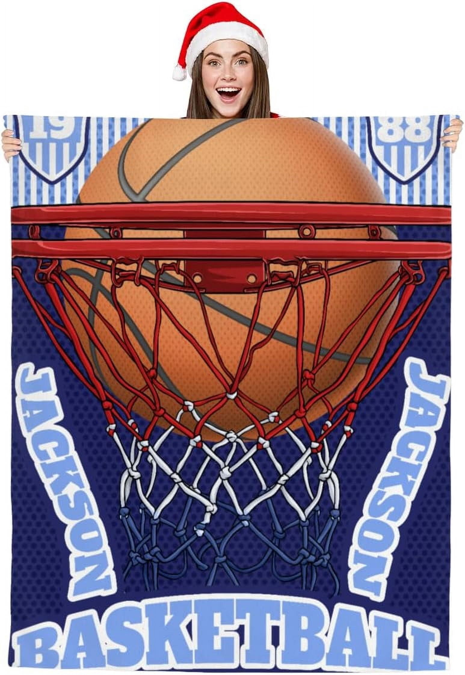Personalized Blankets with Name Customized Kids Blankets for Girls Boys Adults Throw Blankets for Bedroom Decor Christmas Birthday Gift(Basketball Sports, 60"×80")