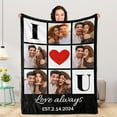 thumbnail image 1 of Personalized Blankets and Throws Custom Blankets with Photo Text Customized 1-20 Pictures Blanket for Couple Mom Dad Friend Personalized Gifts for Birthday Christmas Wedding Anniversary Blankets, 1 of 5