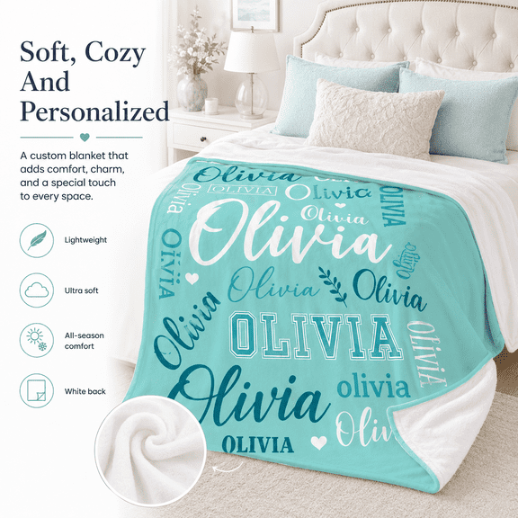 Personalized Blankets and Throws Custom Blanket with Name Customized Flannel Blanket for Valentines Blanket Gifts 60"X80"