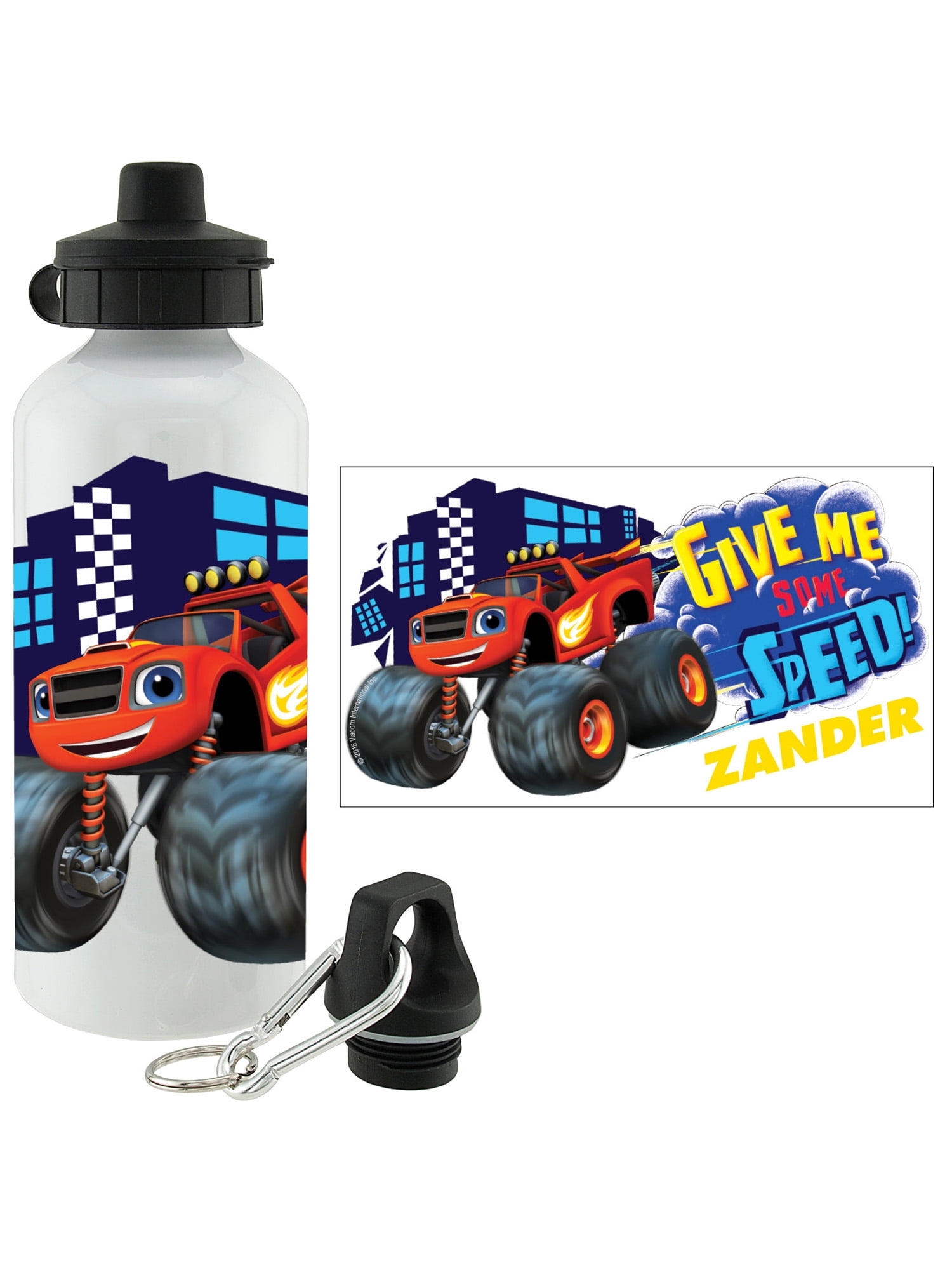 Personalized Custom Red Monster Truck Aluminum 20 Ounce Kids Sport Water  Bottle Customizable (White)