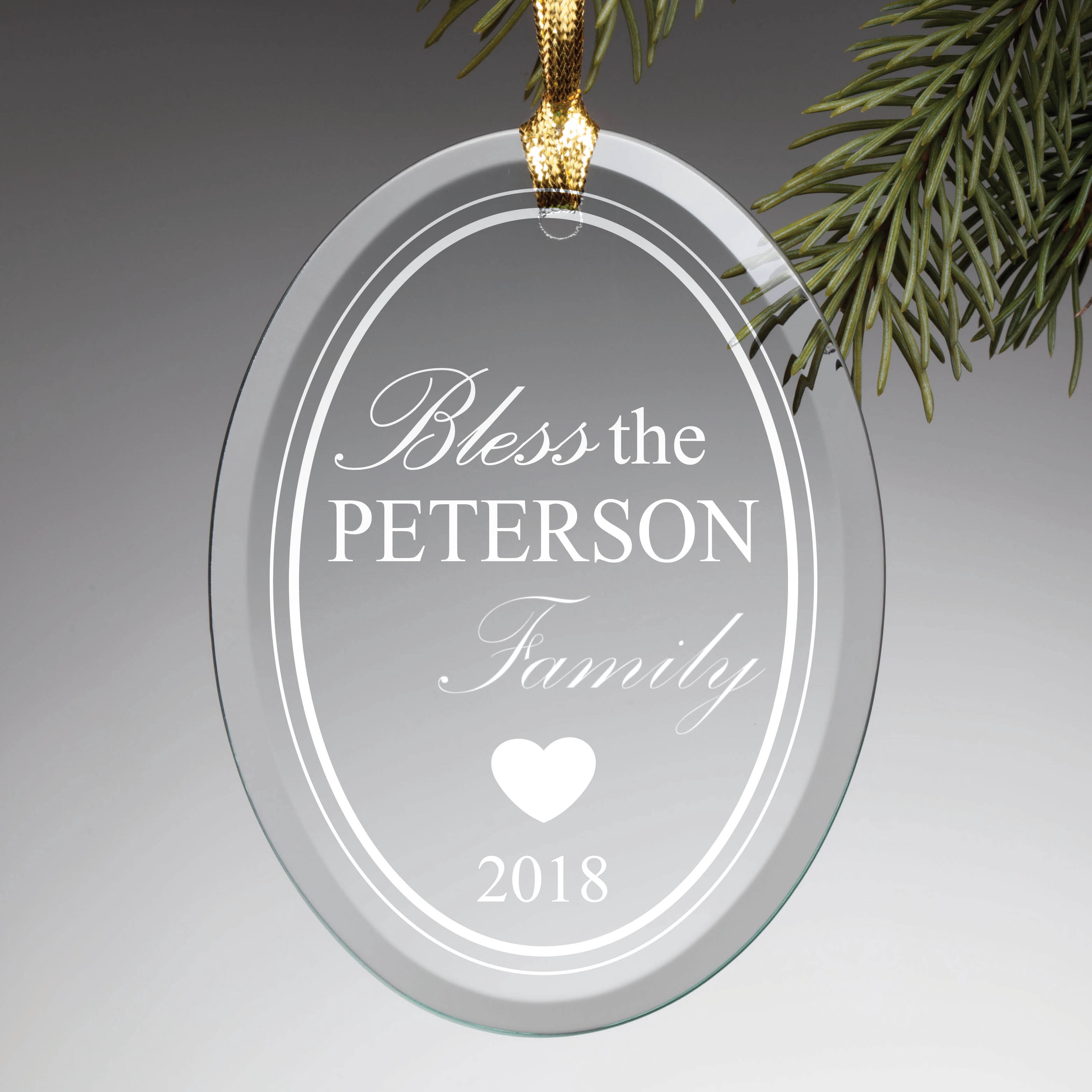 Personalized Bless Our Family Glass Ornament