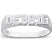 HEIGHTS JEWELERS Personalized Block-Letter Name Ring in Sterling Silver or 14K Yellow or Rose Gold-Plated Sterling Silver