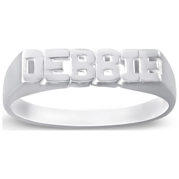 Personalized Block-Letter Name Ring in Sterling Silver or 14K Yellow or Rose Gold-Plated Sterling Silver
