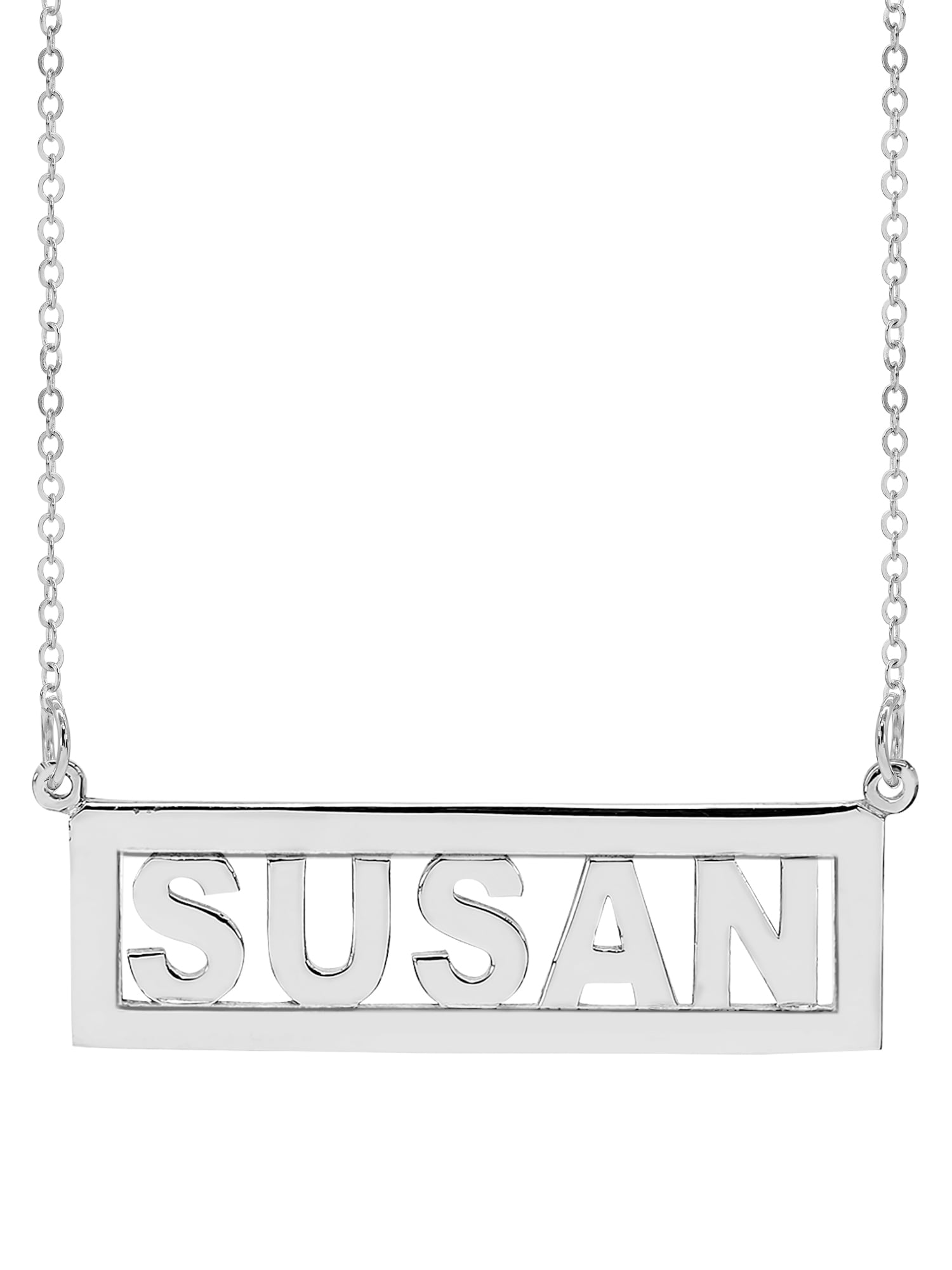 Personalized Block Name Necklace with 2mm Border