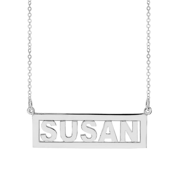Personalized Block Name Necklace with 2mm Border