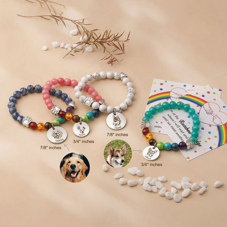 Personalized Blue 18mm Pet Portrait Bracelet The Dog Memorial Gift Rainbow Bridge Pet Memorial Bracelet Personalized Pet Memorial Jewelry
