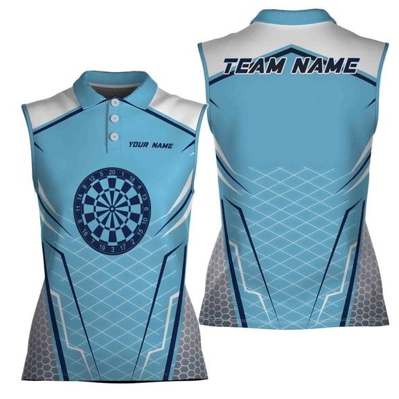Personalized Blue Darts Team Women Sleeveless Polo XS-4XL