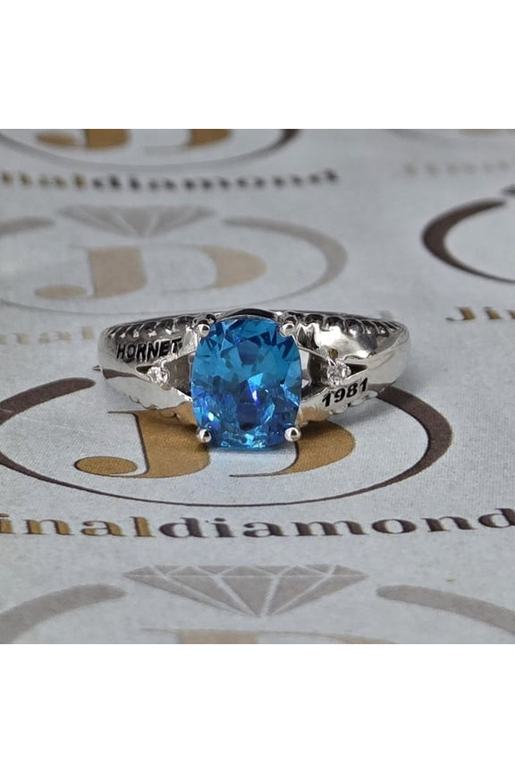 Personalized Blue Stone Womens High School Ring Custom Name & Year Engraved Design for Everyday Style, Special Occasions Gifting 925 Sterling silver