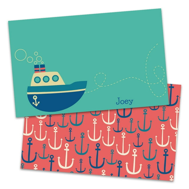 Personalized Boats and Anchors Note Cards