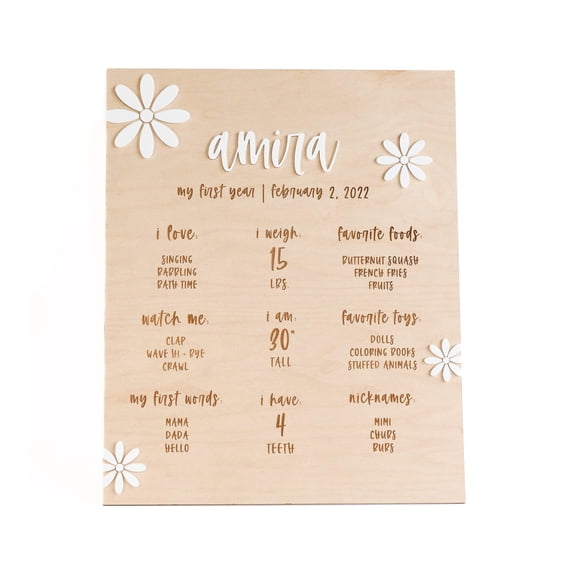 Personalized Boho Daisy Birthday Milestone Board