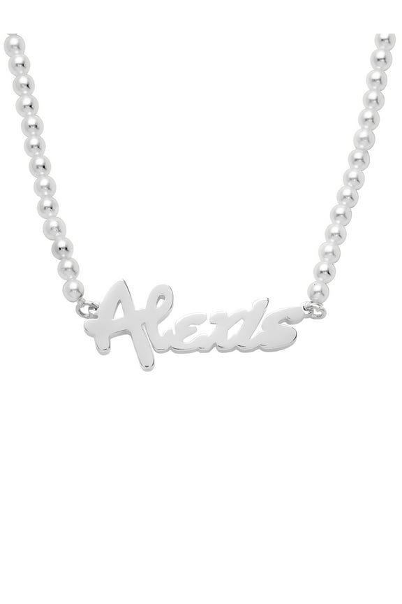 Personalized Bold Script Name Shell Pearl Necklace