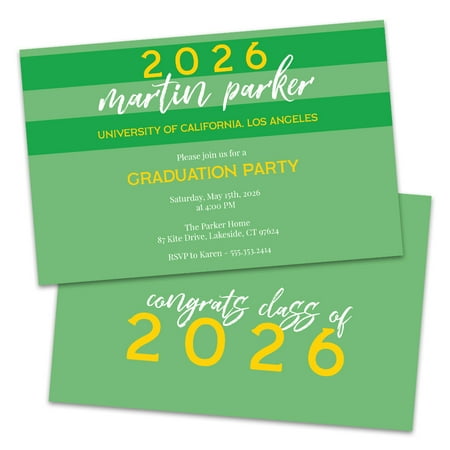 Personalized Bold Stripe Graduation Party Invitation