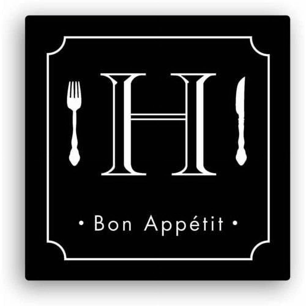 Personalized Bon Appetit 12" x 12" Canvas, Black