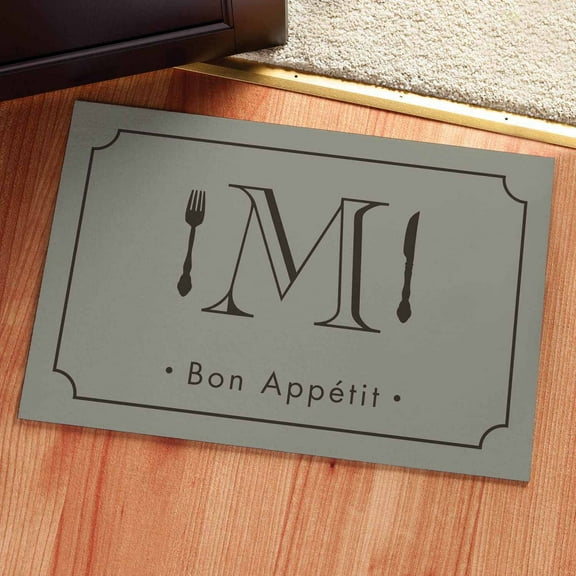 Personalized Bon Appetit Initial Doormat Available In Multiple Colors