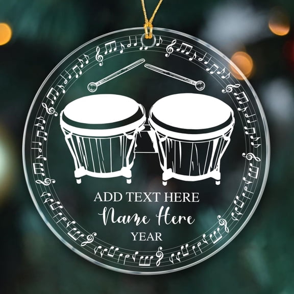 Personalized Bongo Drummer Musical Instrument Ornament 2025, Custom Acrylic Hanging Christmas Ornament Gift for Musician, Dad, Mom, Friends
