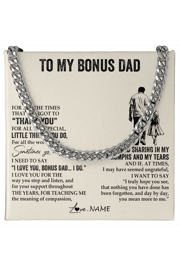 Personalized To My Bonus Dad Necklace From Stepdaughter For All The Times That I Forgot To Thank You Fathers Day Christmas Customized Gift Box Message Card