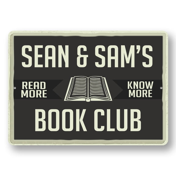 Personalized Book Club Aluminum Metal Decor Sign - 4x18 inches