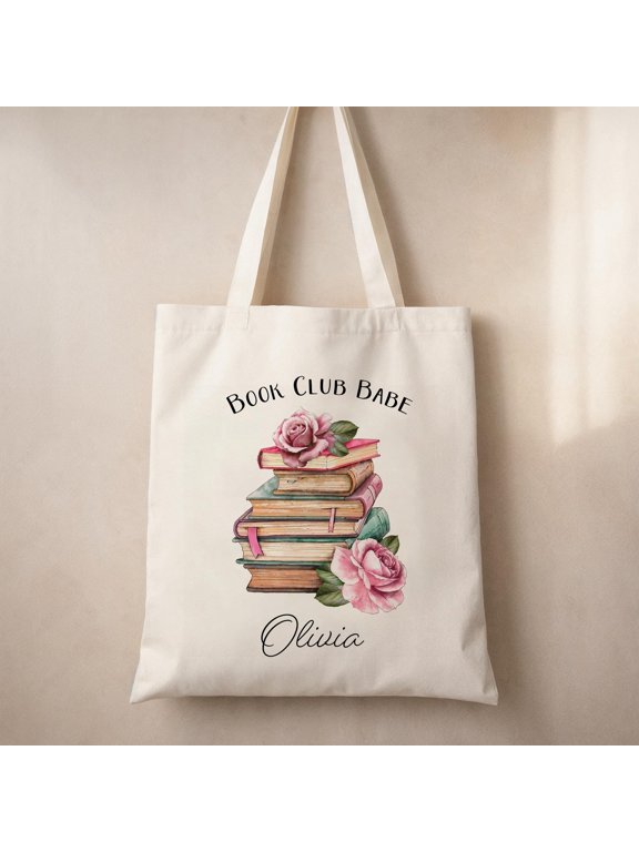 Personalized Book Club Babe Tote Bag Custom Name Book Lover Gift Cute Aesthetic Reading Ba