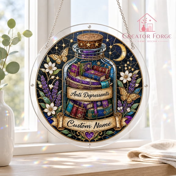 Personalized Book Lover Suncatcher Puzzle Acrylic Window Hanging - Custom Reader Gift for Bookworms