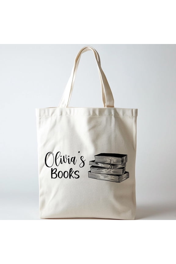 Personalized Book Tote Bag – Custom Name Canvas Library Bag for Book Lovers, Teachers, Rea