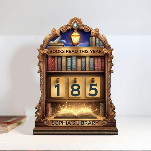 Personalized Books Read Tracker, Custom Reading Counter, Book Lover Gift, Bookshelf Decor, Library Book Tracker, Reader Desk Display