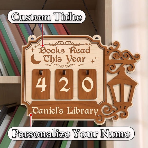 Personalized Books Read Tracker, Wooden Books Read This Year Counter, Custom Library Bookshelf Decor, Reader & Book Lover Gift