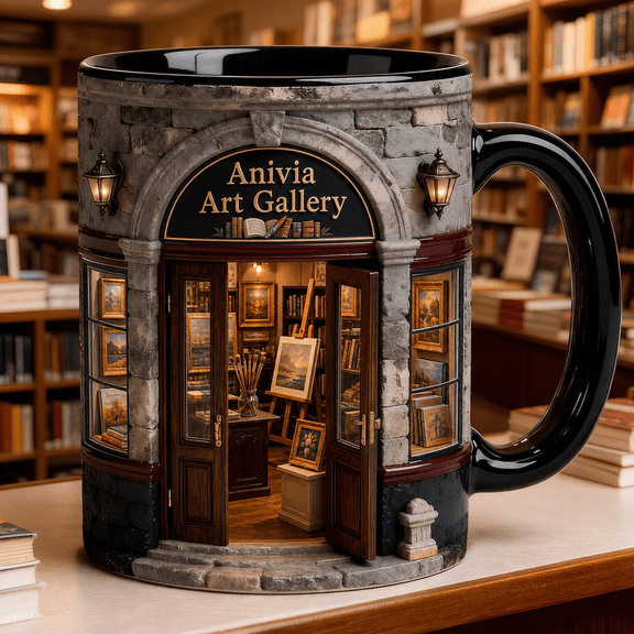 Personalized Bookstore Accent Mug, Art Gallery Bookshop Gift for Book Lovers