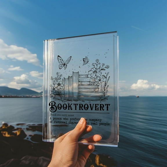 Personalized Booktrovert Bookish Books Acrylic Vase For Flower, Custom Name Book Shaped Flower Vase, Book Lover Gift for Introvert.
