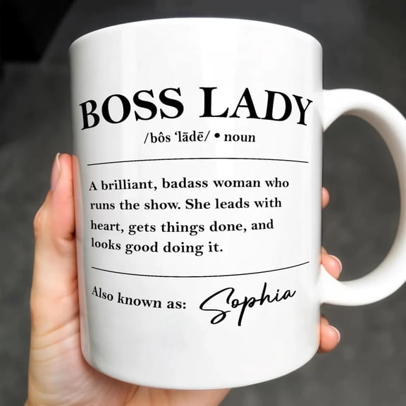 Personalized Boss Lady Definition Coffee Mug, Custom Gift For Badass Women, Bekilab Ceramic Coffee Mug, 11oz 15oz Gift