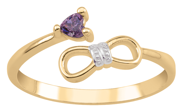 Personalized Bow Birthstone ring in 10k Gold by Jewlster