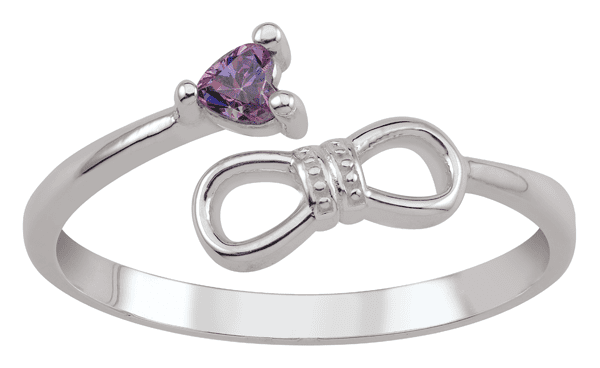 Personalized Sterling Silver Bow Birthstone Ring by Jewlster