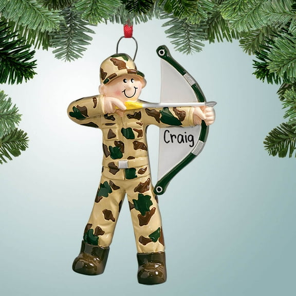 Personalized Bow Hunter - Male Christmas Ornament - Hunting Trip - Deer Hunter - Duck - Elk - Camping - Great Gift Ideas