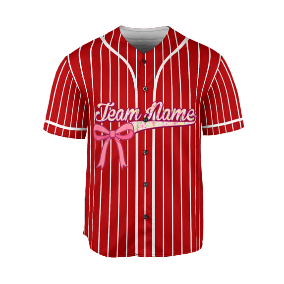Personalized Bow Jerseys, Glitter Bow 3D Shirts for Women, Custom girl Gifts shirt (Red, XL)