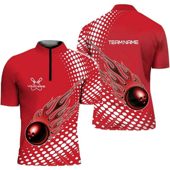 Personalized Bowling Jersey 3D, Bowling Shirts for Team, Bowling Shirt Unisex for Men Women, Bowling Polo Shirts (Red, 5XL)