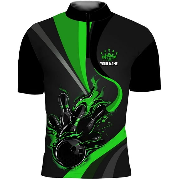 Personalized Bowling Jersey 3D, Bowling Shirts for Team, Bowling Shirt Unisex for Men Women, Bowling Shirts for Men 3 (Green, XL)